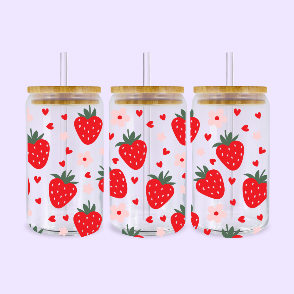 Strawberry Libbey Glass Can