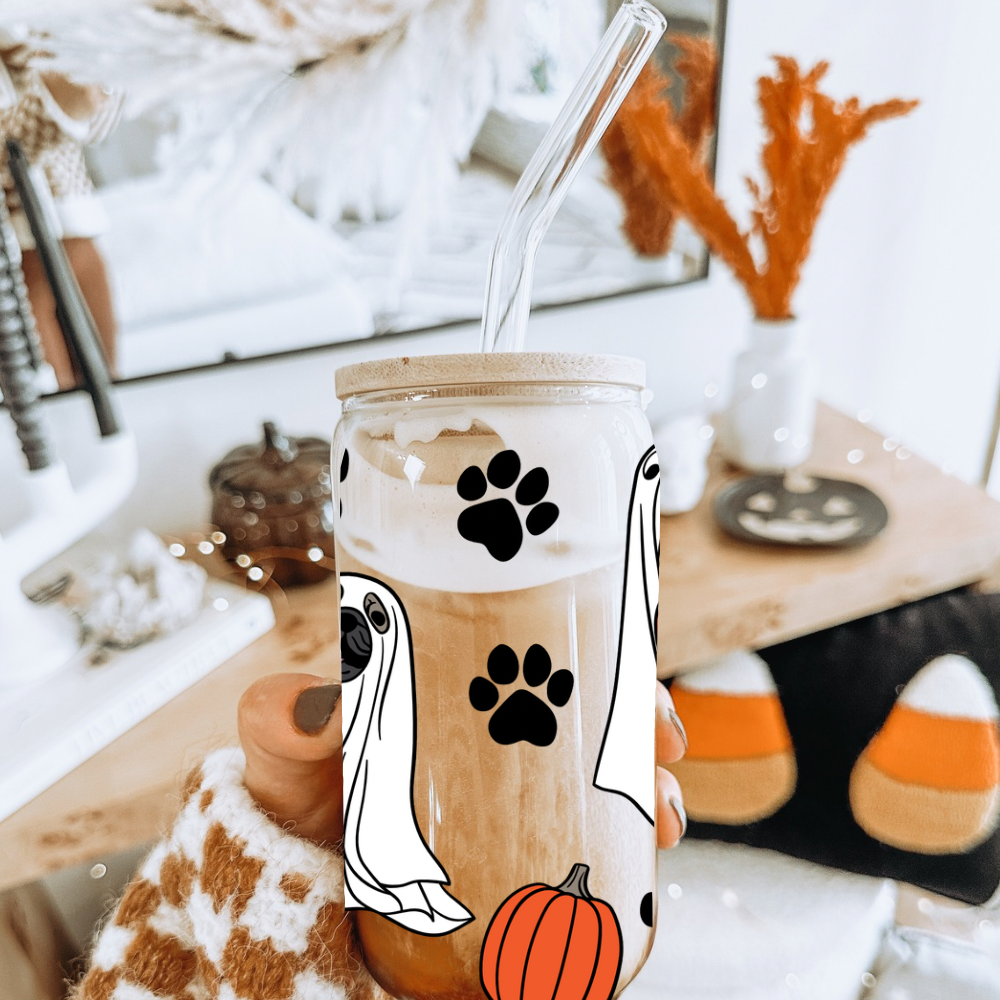 Dog Halloween Glass Cup 16oz